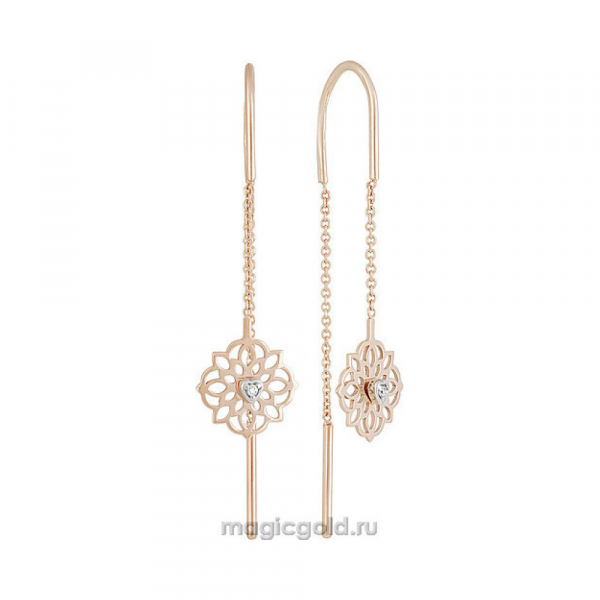 Золотые серьги с фианитом № 156113