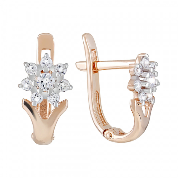 Золотые серьги с фианитами № 123451