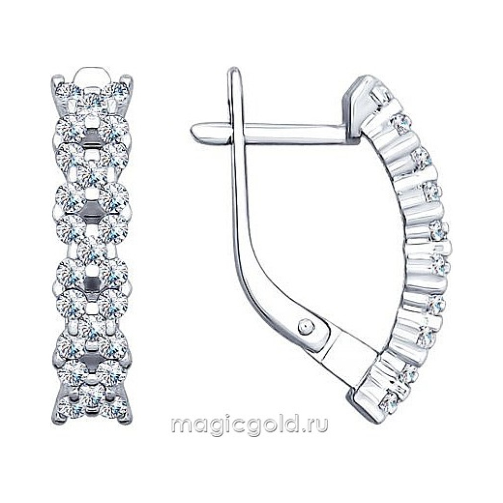 Серебряные серьги с фианитом № 160027