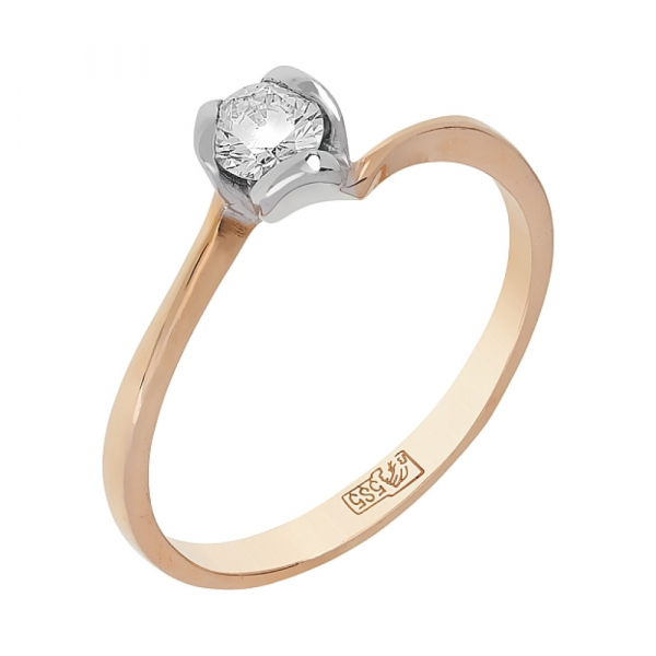 Золотое кольцо с бриллиантом № 35264