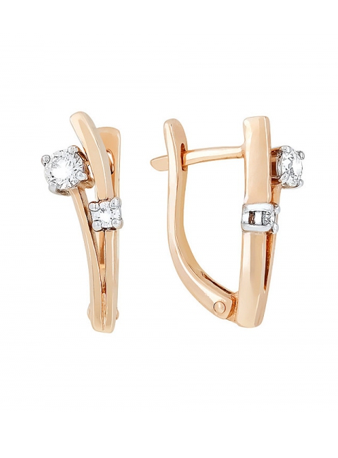 Золотые серьги с бриллиантом № 117642