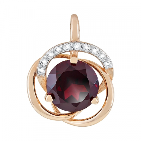 Золотая подвеска с гранатом и фианитом № 119013