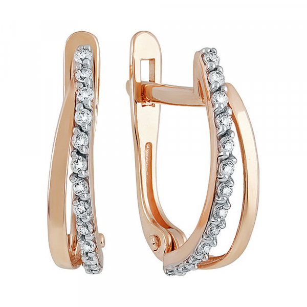 Золотые серьги с фианитом № 136818