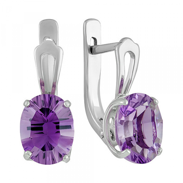 Серебряные серьги с аметистом № 135929