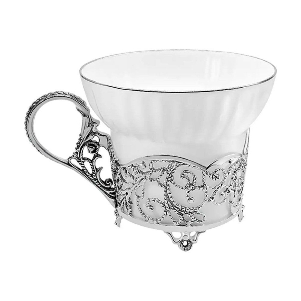 Чашка чайная Зимние узоры, чернение