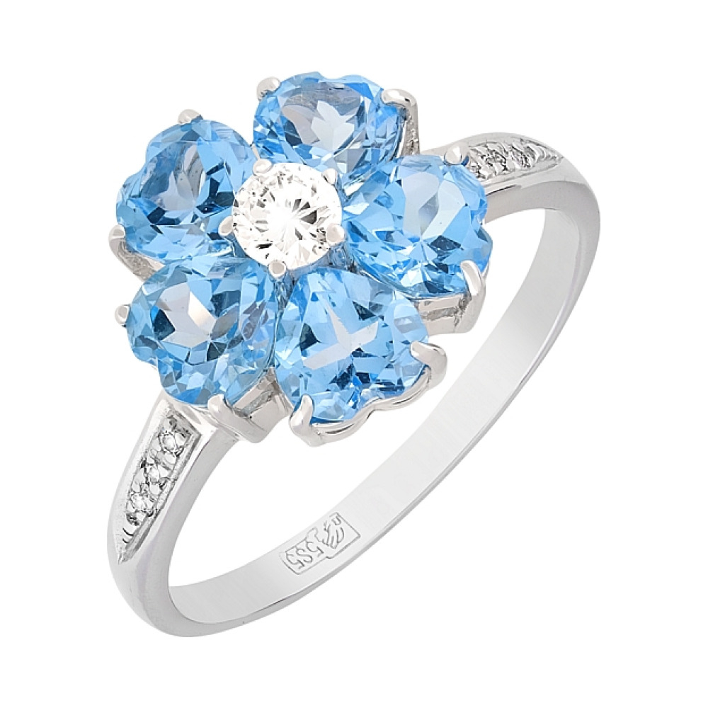 Золотое кольцо с топазом и фианитами № 51766