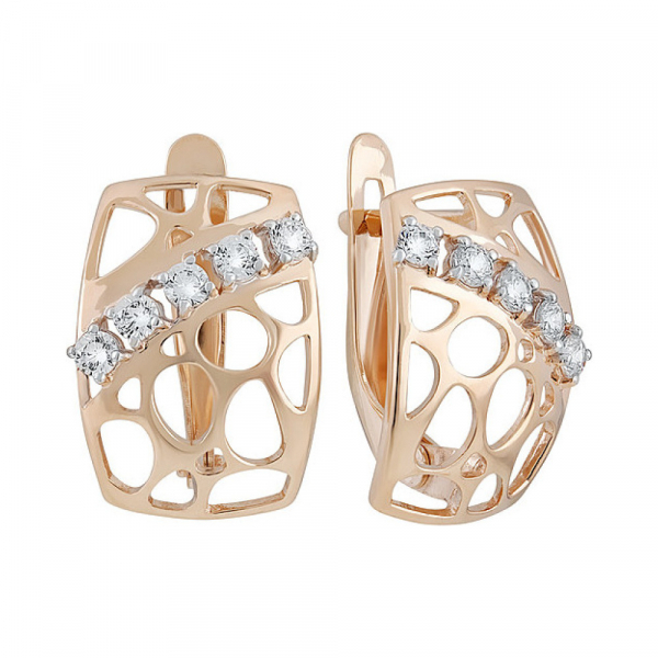 Золотые серьги с фианитом № 133460