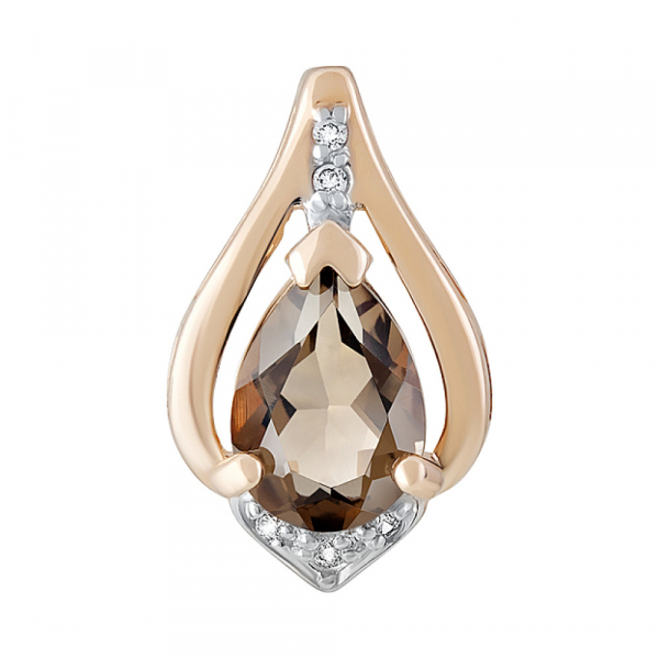 Золотая подвеска с раухтопазом и фианитом № 126358