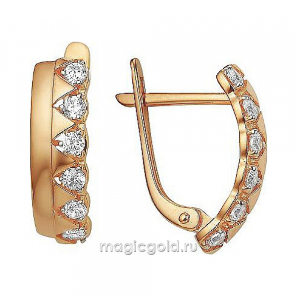 Золотые серьги с фианитом № 174004