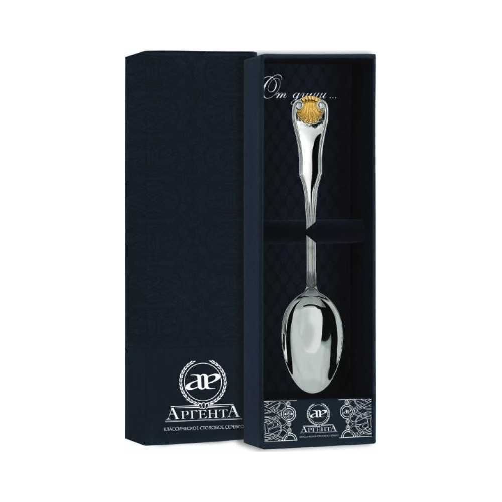 Серебряная чайная ложка «Визит» с позолотой