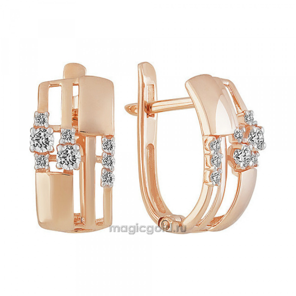 Золотые серьги с фианитом № 160794