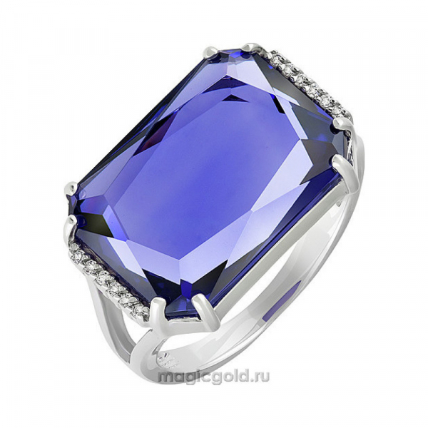 Серебряное кольцо с ситаллом и фианитом № 140093