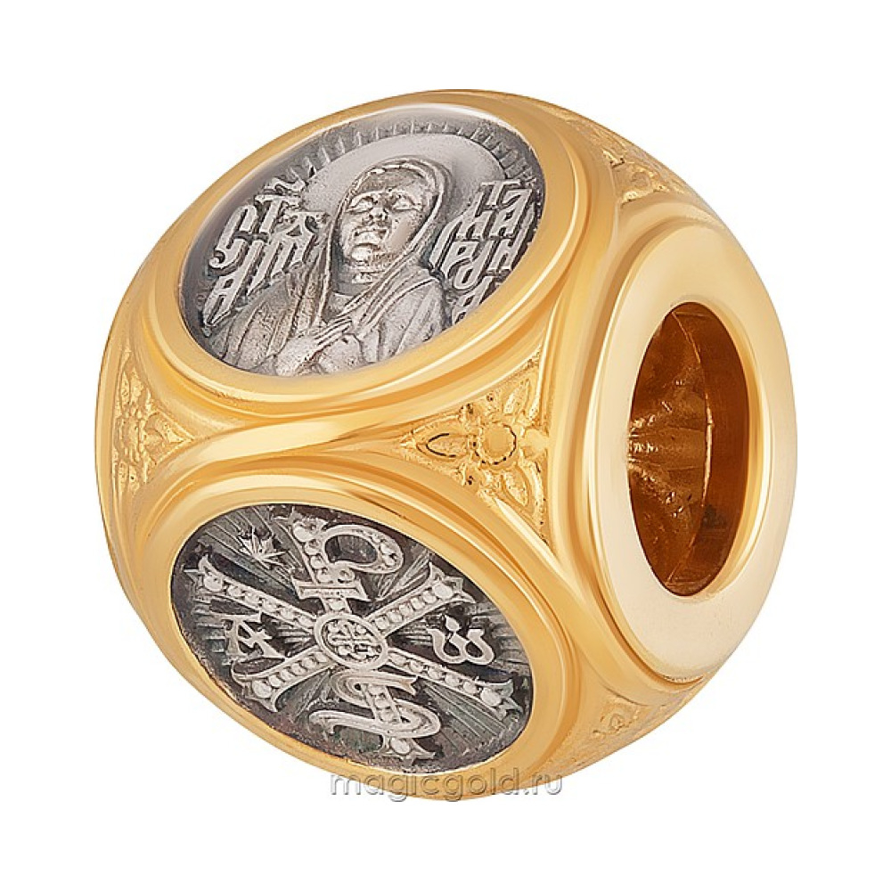 Серебряная подвеска бусина с золотым покрытием № 161346