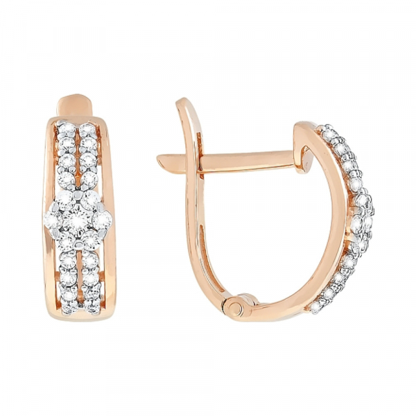 Золотые серьги с фианитами № 112583