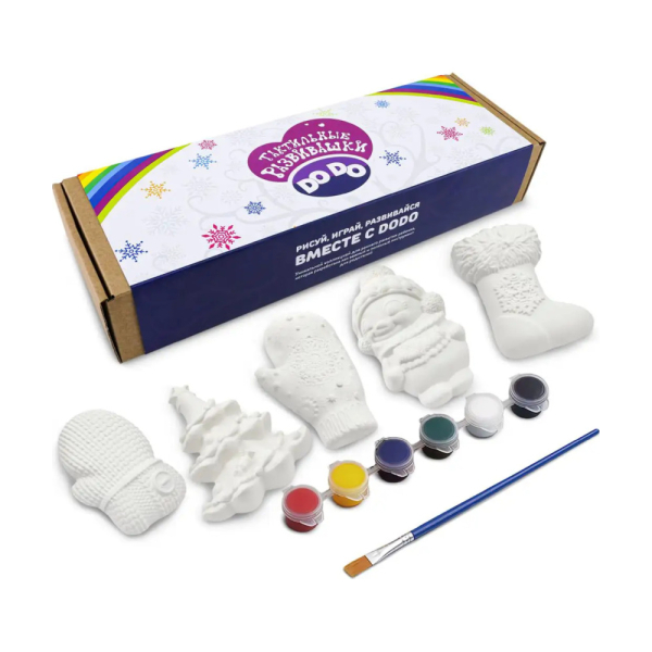 Набор гипсовых фигур новогодний (5предметов)