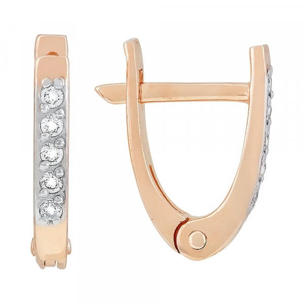 Золотые серьги с фианитом № 66933