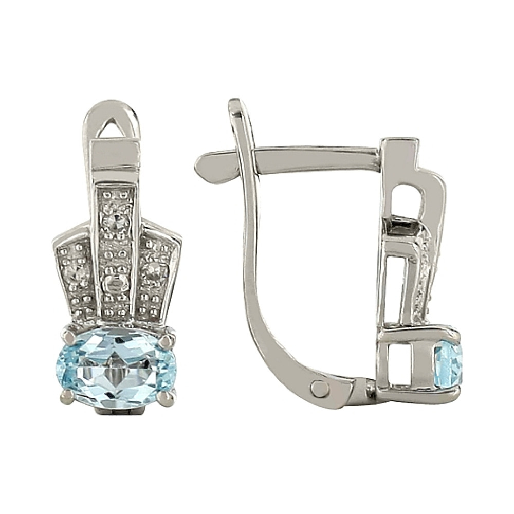 Золотые серьги с бриллиантами и топазом № 83611