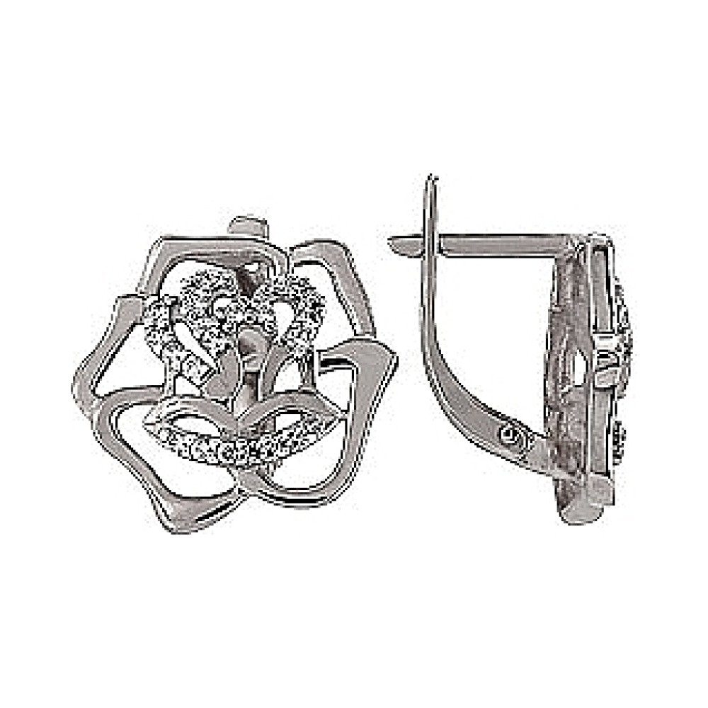 Золотые серьги с фианитом № 73201