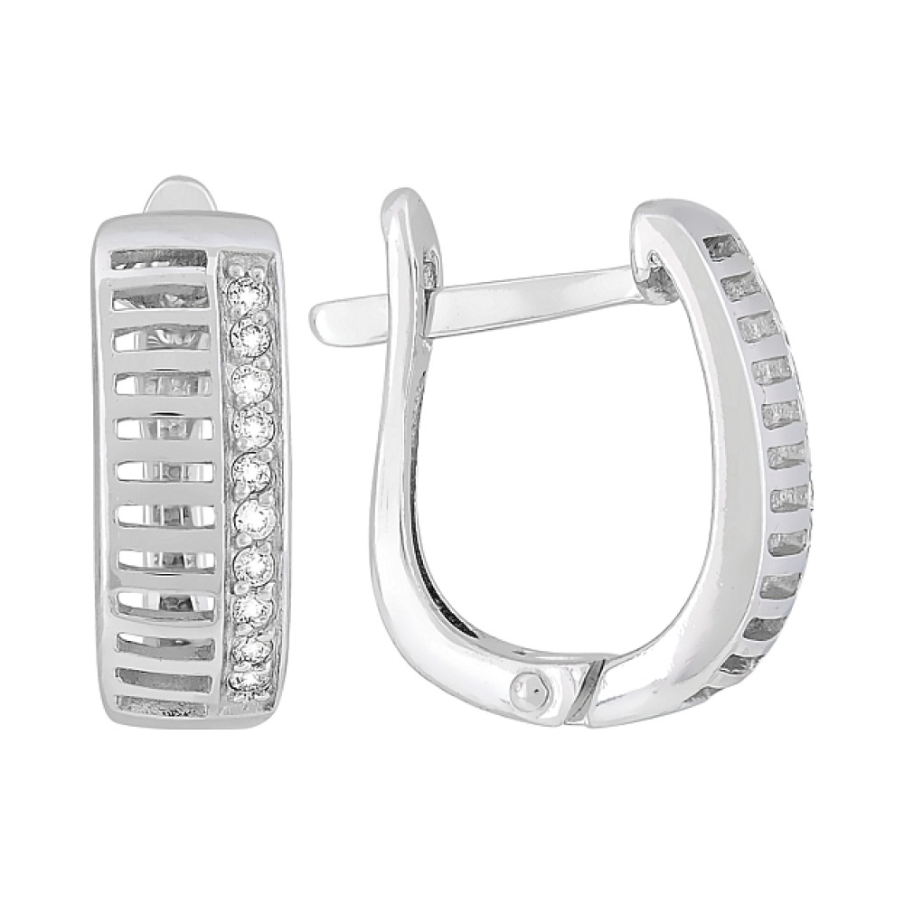 Золотые серьги с бриллиантом № 119034