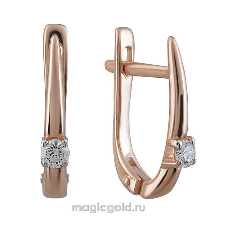 Золотые серьги с бриллиантом № 161992