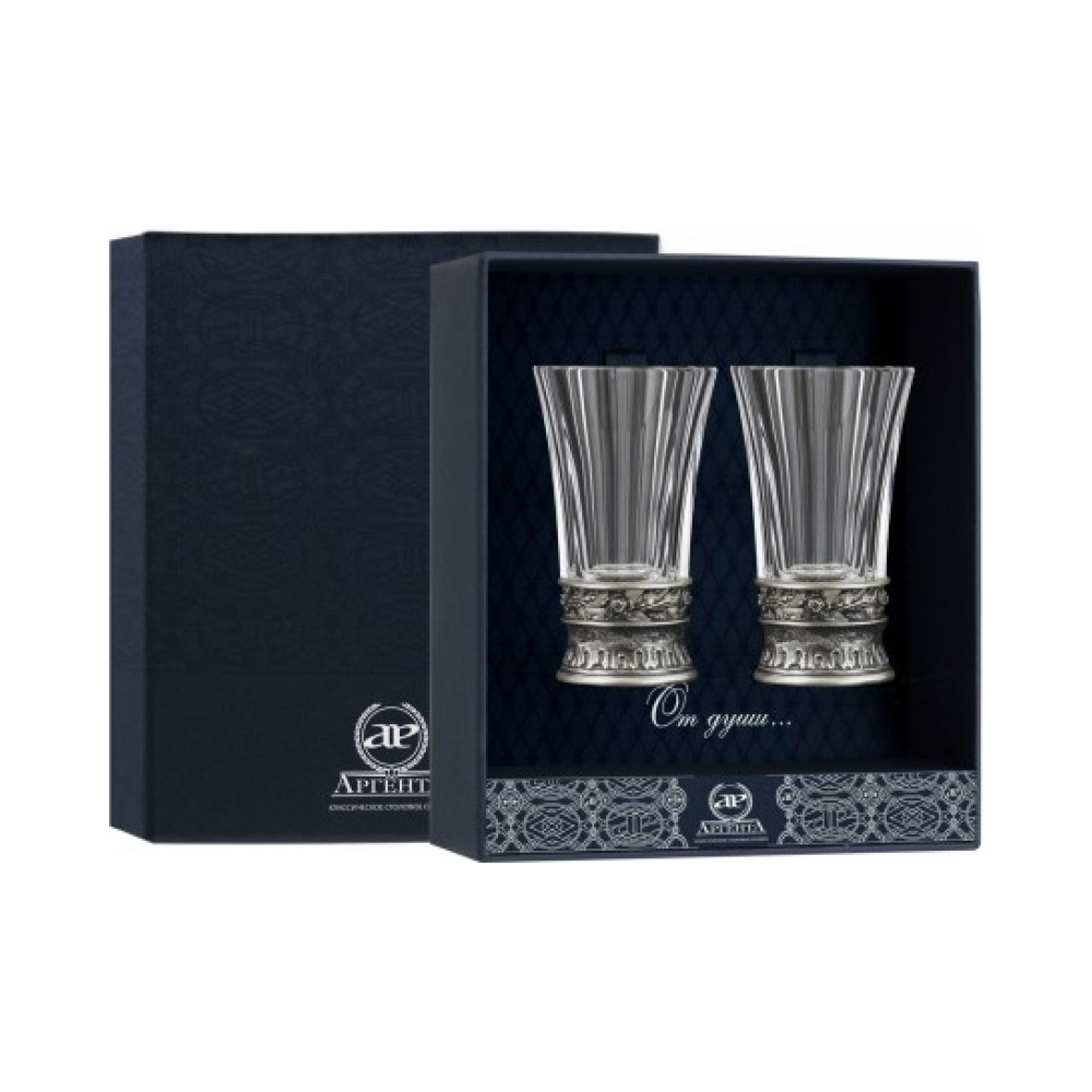 Набор стопок с хрустальной вставкой (2 пр)+футляр