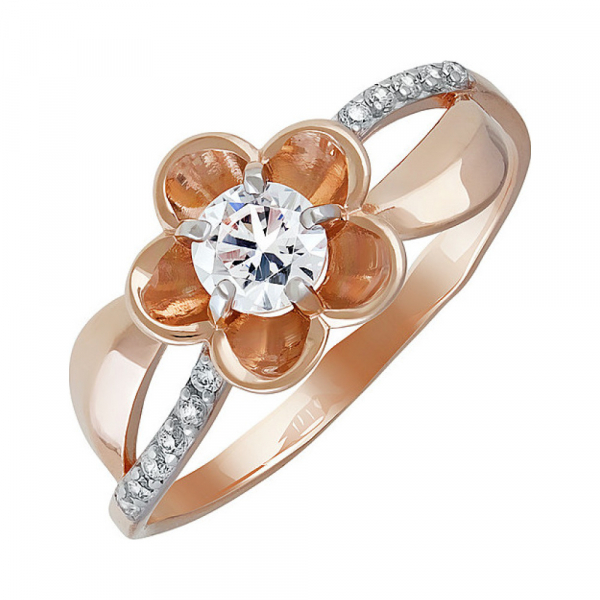 Золотое кольцо с фианитом № 137161