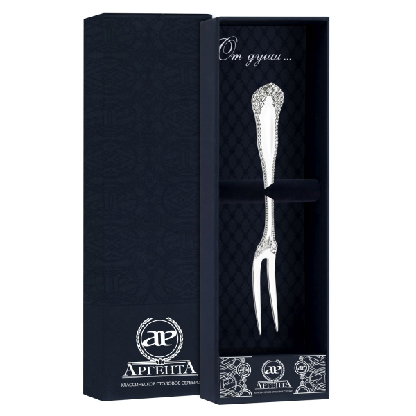 Вилка для лимона Узоры в футляре из серебра 925 пробы