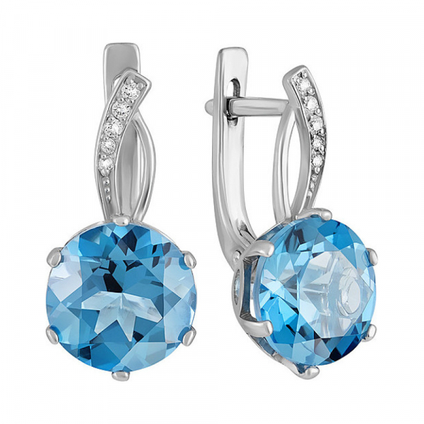 Серебряные серьги с топазом и фианитом № 134279