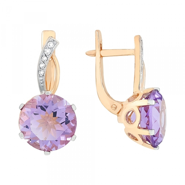 Серьги с аметистом и фианитом № 83019