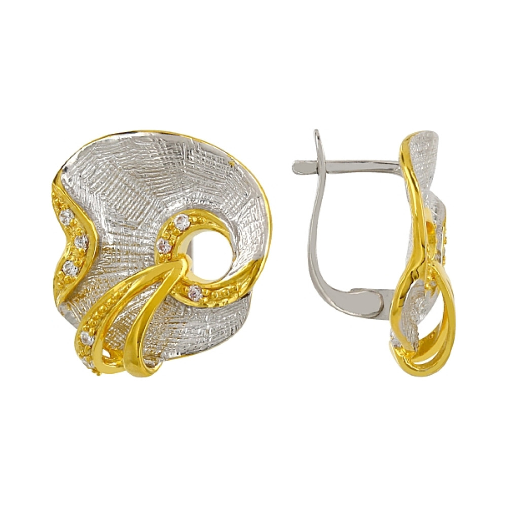 Серебряные серьги с фианитами № 106305