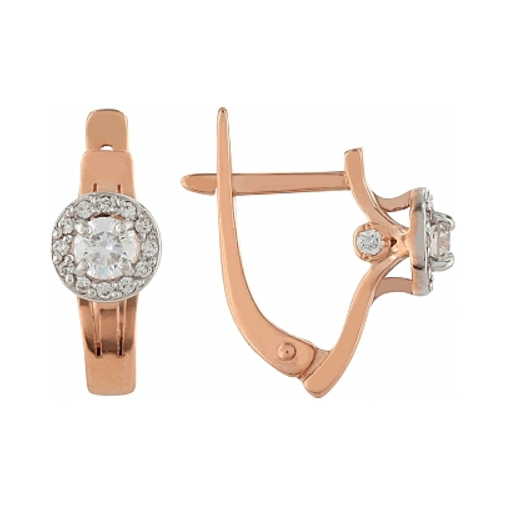 Золотые серьги с бриллиантом № 109969