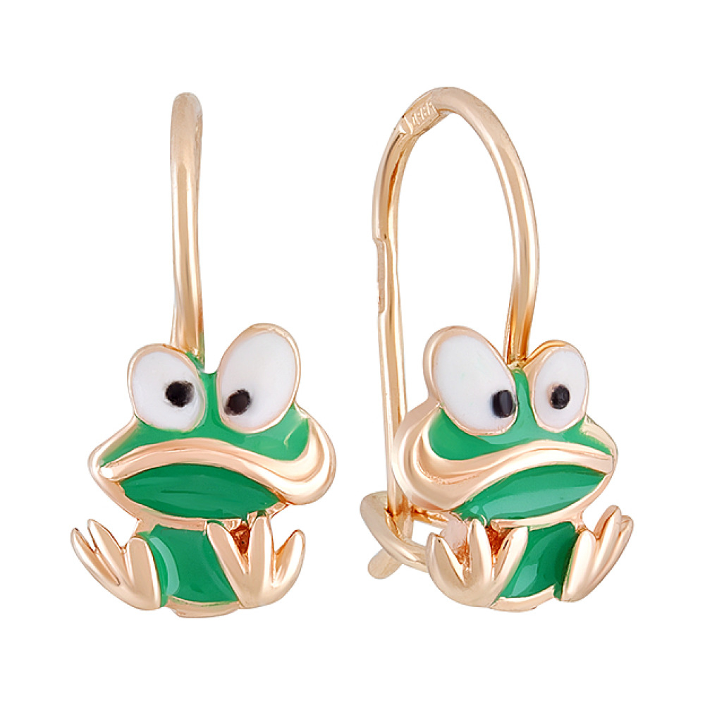 Золотые серьги с эмалью № 129919