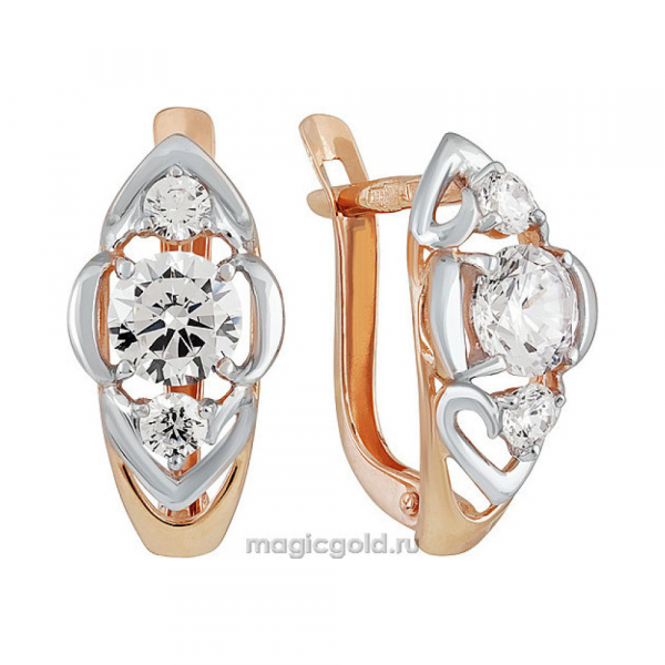 Золотые серьги с фианитом № 139977