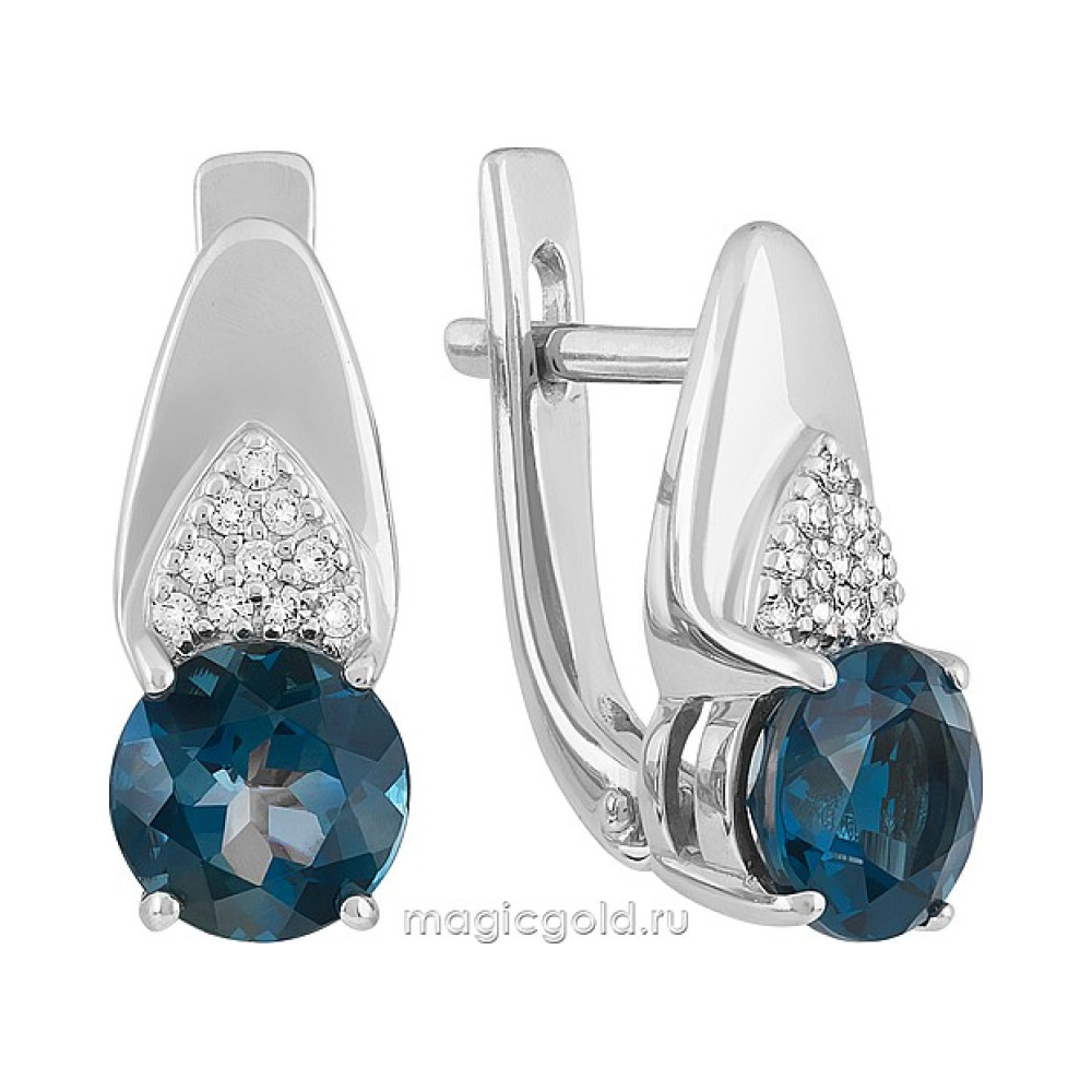 Золотые серьги с топазом и фианитом № 138126