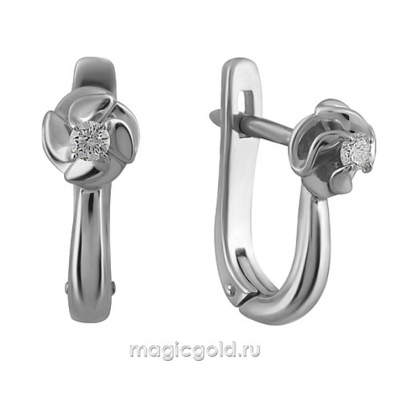Золотые серьги с бриллиантом № 162494