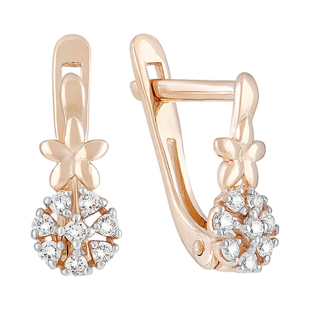 Золотые серьги с фианитами № 129244