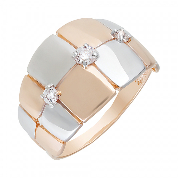 Золотое кольцо с фианитами № 129866