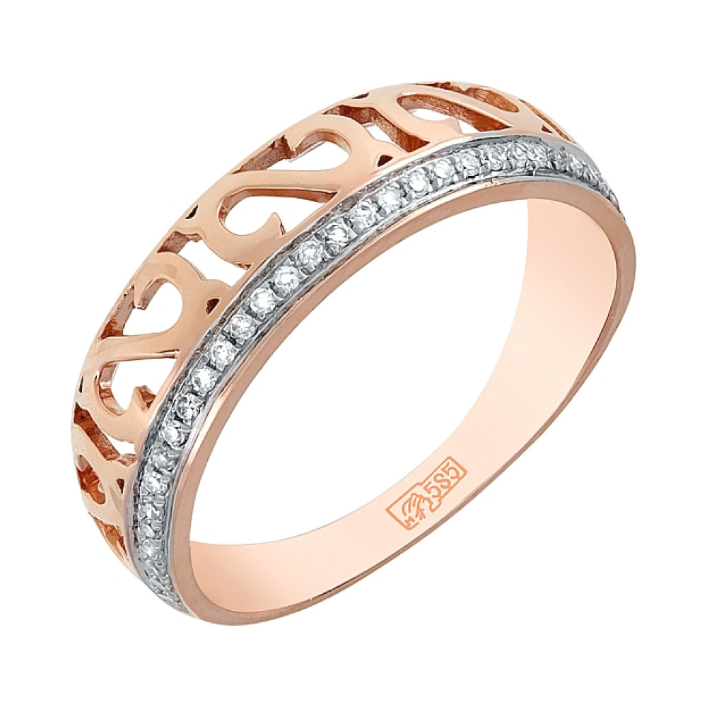 Золотое кольцо с бриллиантом № 113851