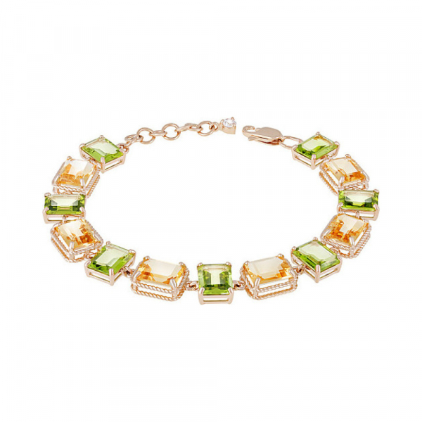 Золотой браслет с полудраг. вставками и фианитом № 127648