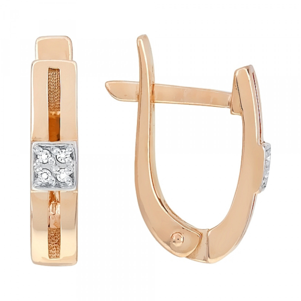 Золотые серьги с бриллиантом № 114300