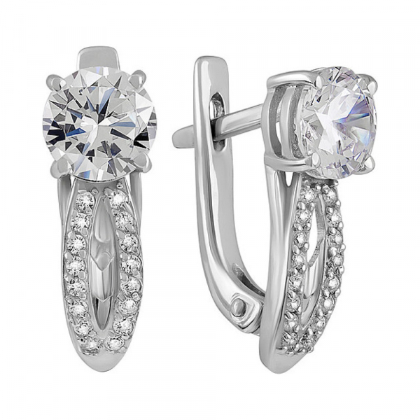 Серебряные серьги с фианитом № 132960