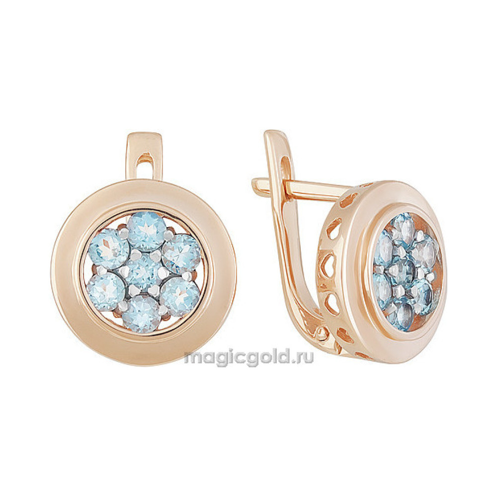Золотые серьги с топазом № 141366