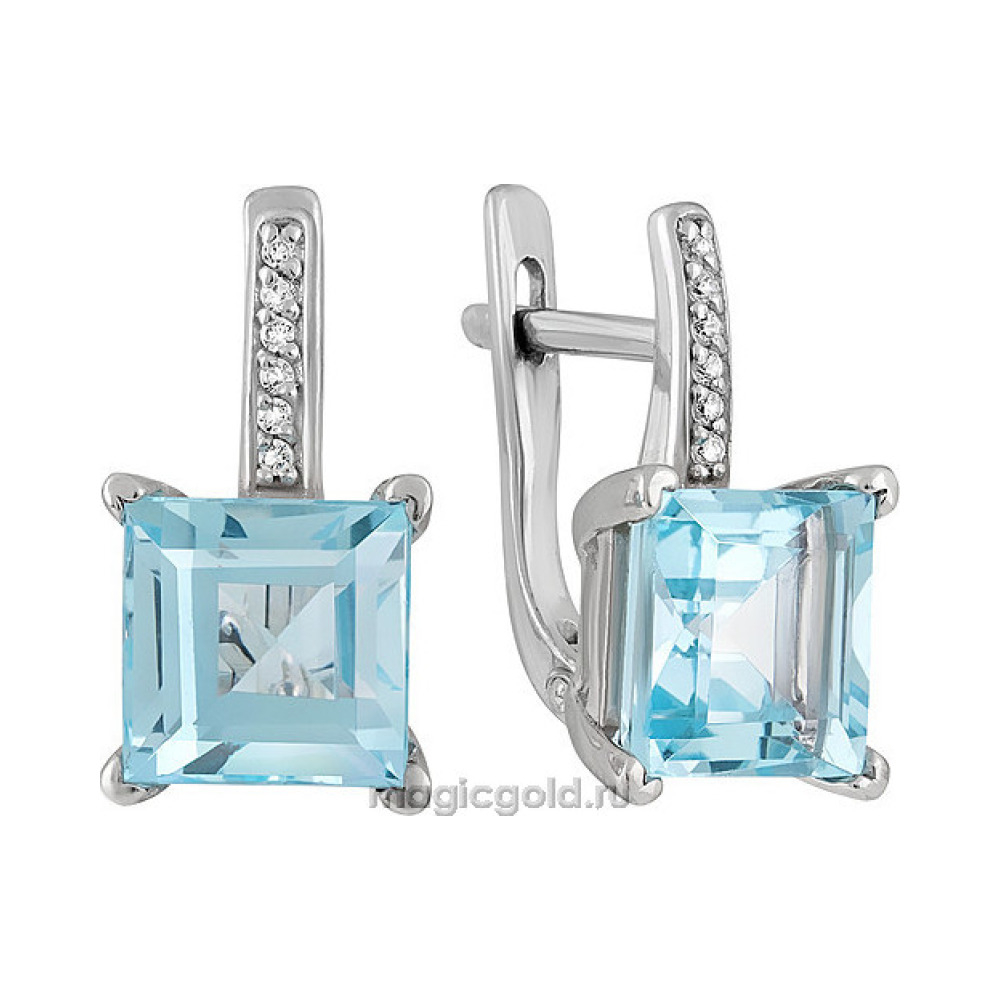 Серебряные серьги с топазом и фианитом № 134056