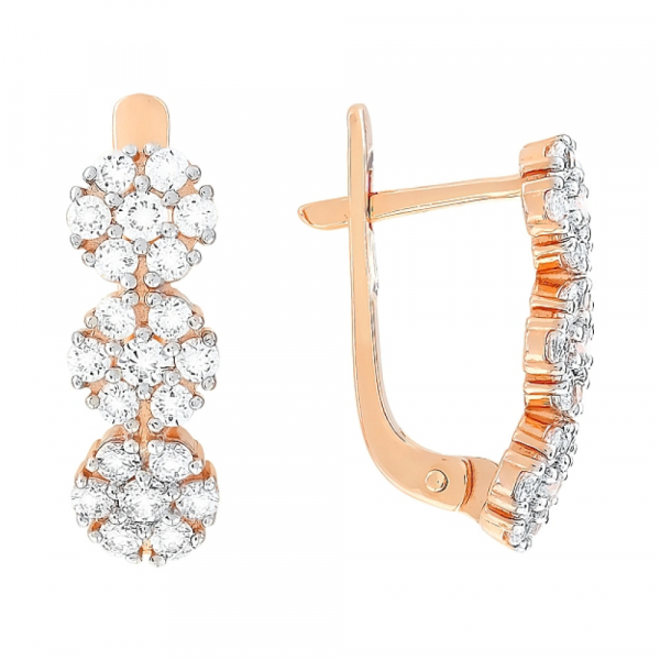 Золотые серьги с фианитами № 112316