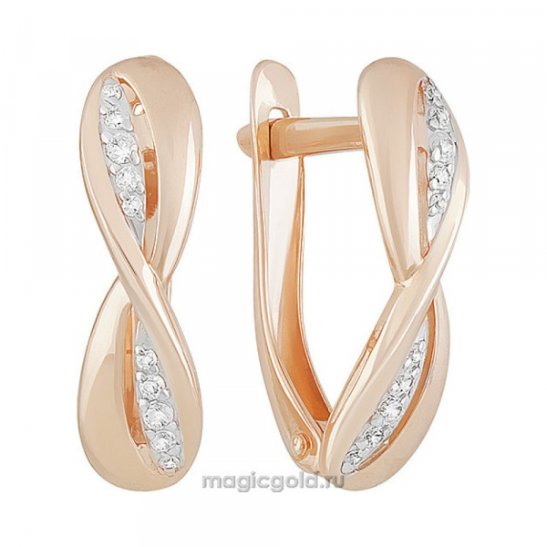 Золотые серьги с фианитом № 160258