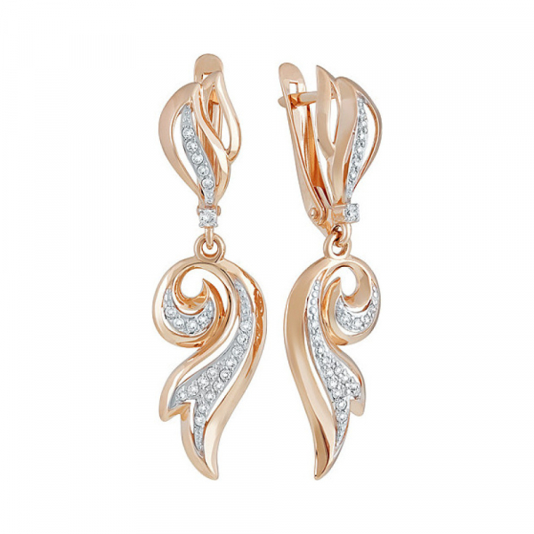 Золотые серьги с фианитом № 137301