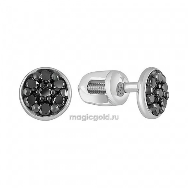 Пуссеты с чёрным бриллиантом  № 155589