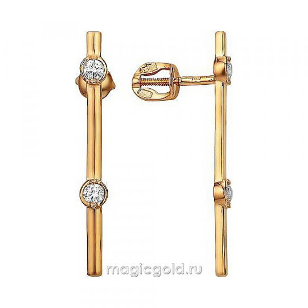 Пуссеты с фианитом № 173836