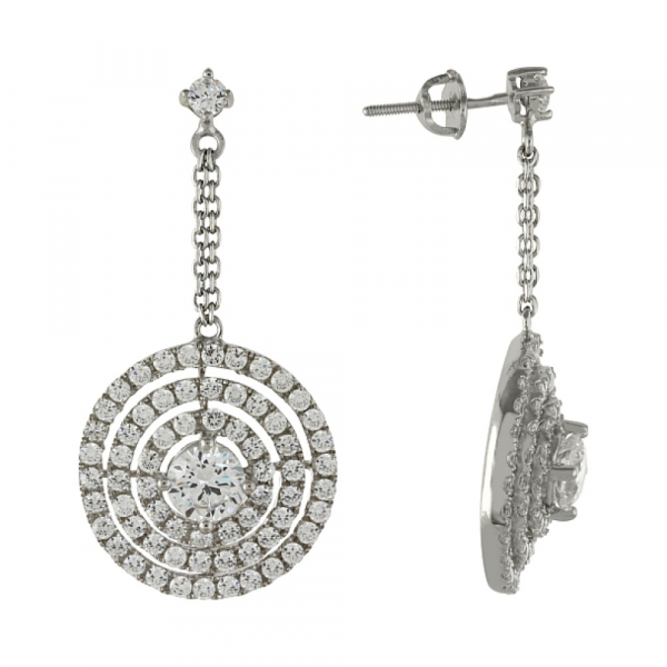 Серебряные серьги с фианитом № 83216