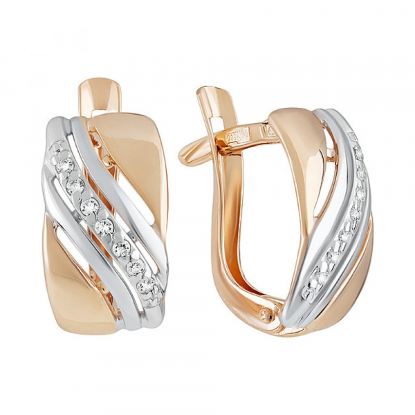 Золотые серьги с фианитом № 133890